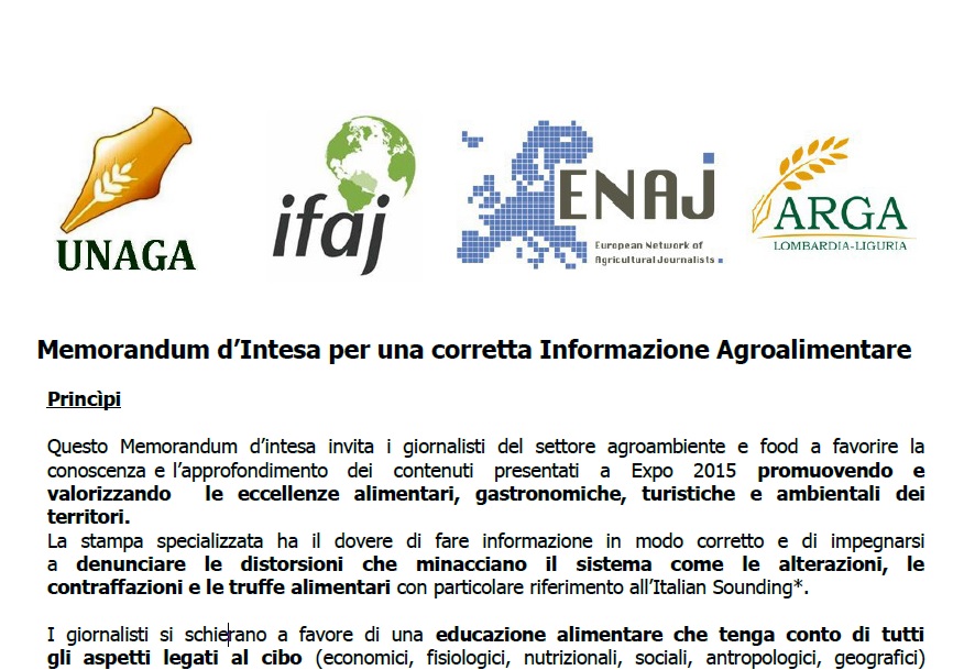 Memorandum d’Intesa per una corretta Informazione Agroalimentare