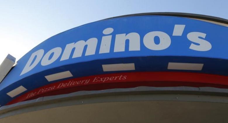 Signage at a Domino's pizza restaurant is pictured in Burbank, California