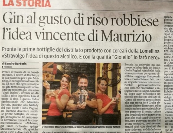 Gin al gusto di riso robbiese, l'idea vincente di Maurizio Bertaia